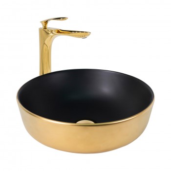 Paluci  Lisa Matt Black Gold Yuvarlak Lavabo Paluci  Lisa Matt Black Gold Yuvarlak Lavabo