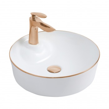 Paluci Alanya White Rose Gold Yuvarlak Lavabo Paluci Alanya White Rose Gold Yuvarlak Lavabo